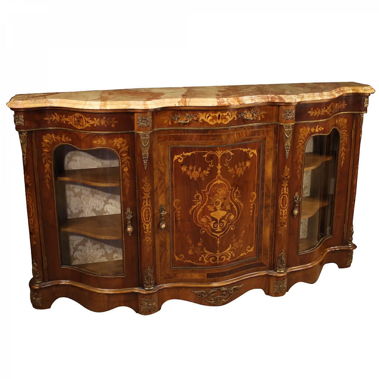 French sideboard inlaid in Napoleon III style with marble top 1113983
