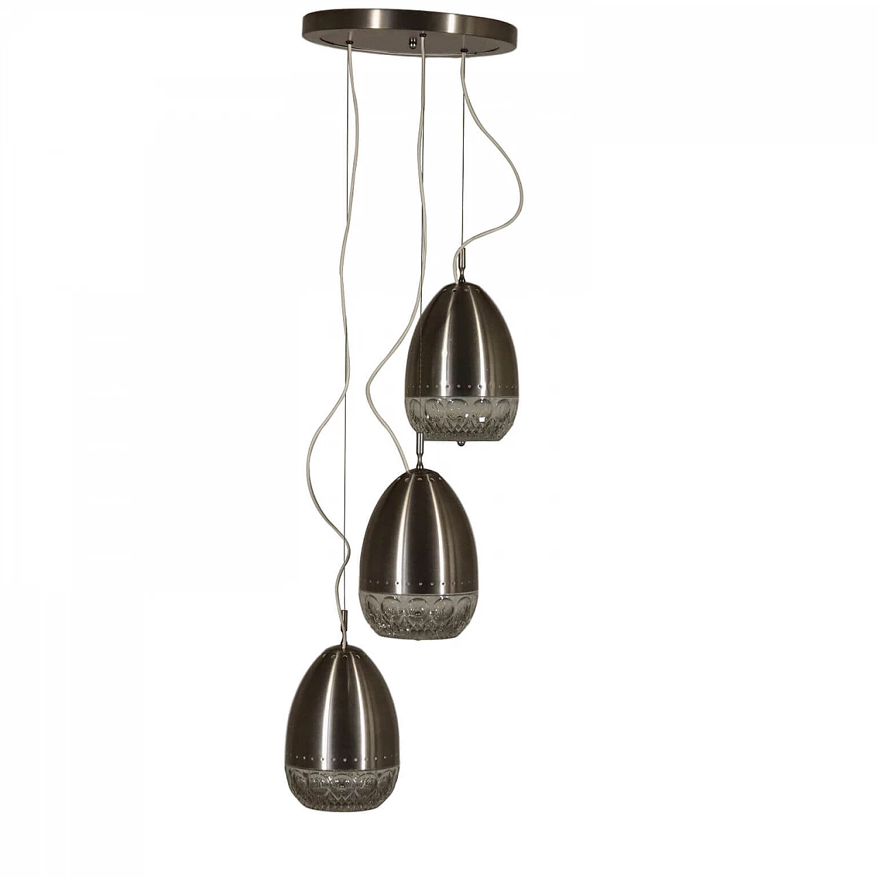 Lampadario in alluminio e vetro, anni '60 1114051