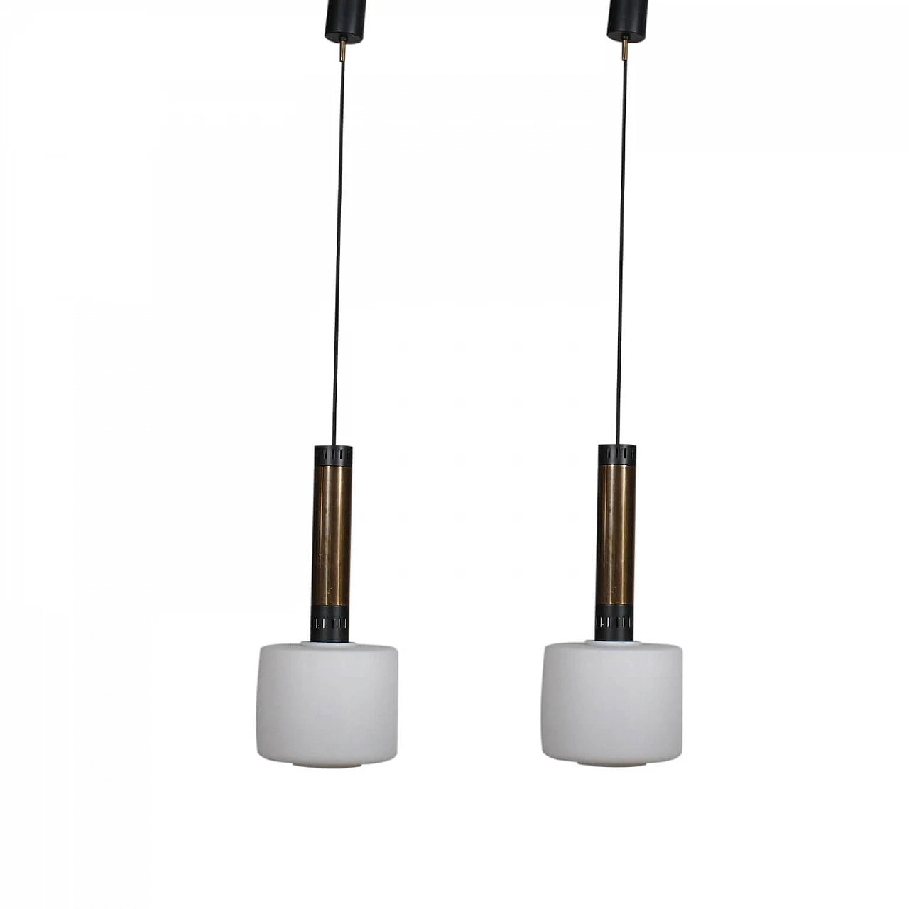 Pair of glass and metal lamps, 1960s 1114104