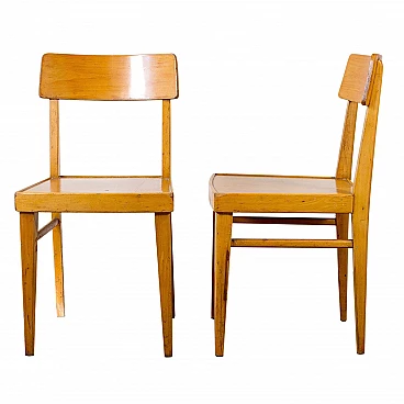Coppia di sedie in faggio, anni ’60