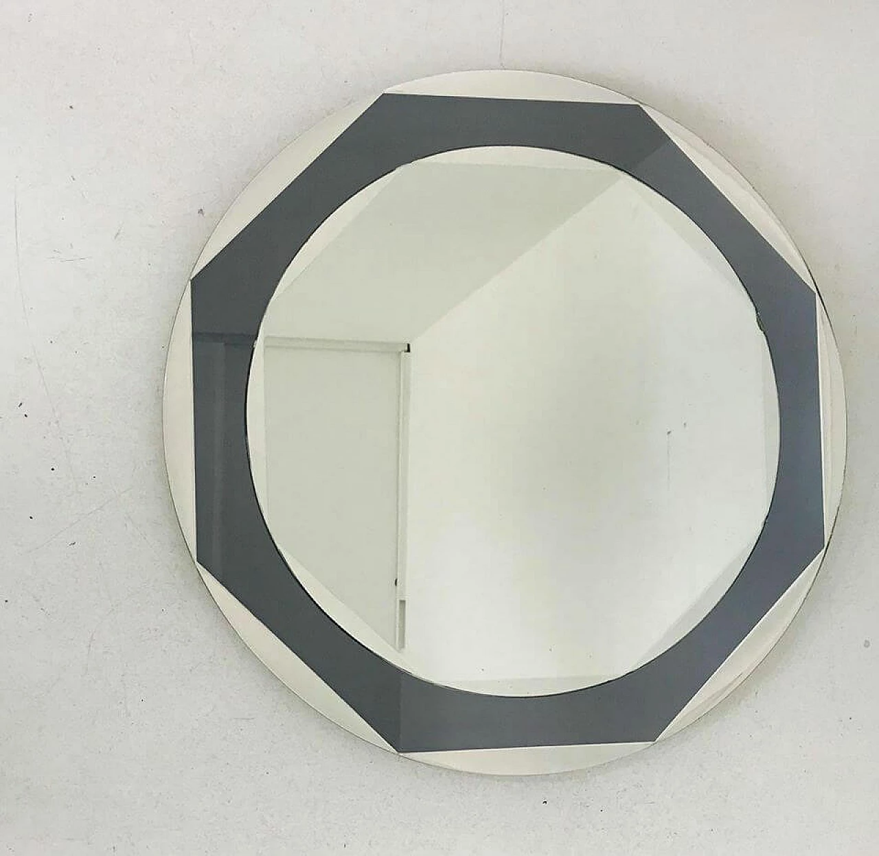 Octagonal wall mirror with smoked glass, 70's 1114205