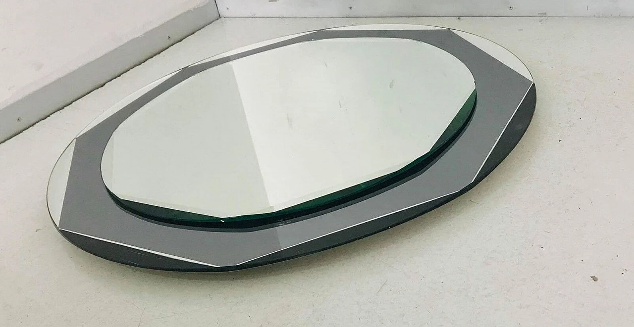 Octagonal wall mirror with smoked glass, 70's 1114206
