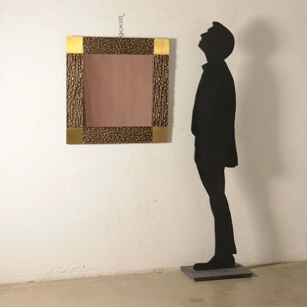 Specchio con cornice in ottone di Luciano Frigerio 1114330