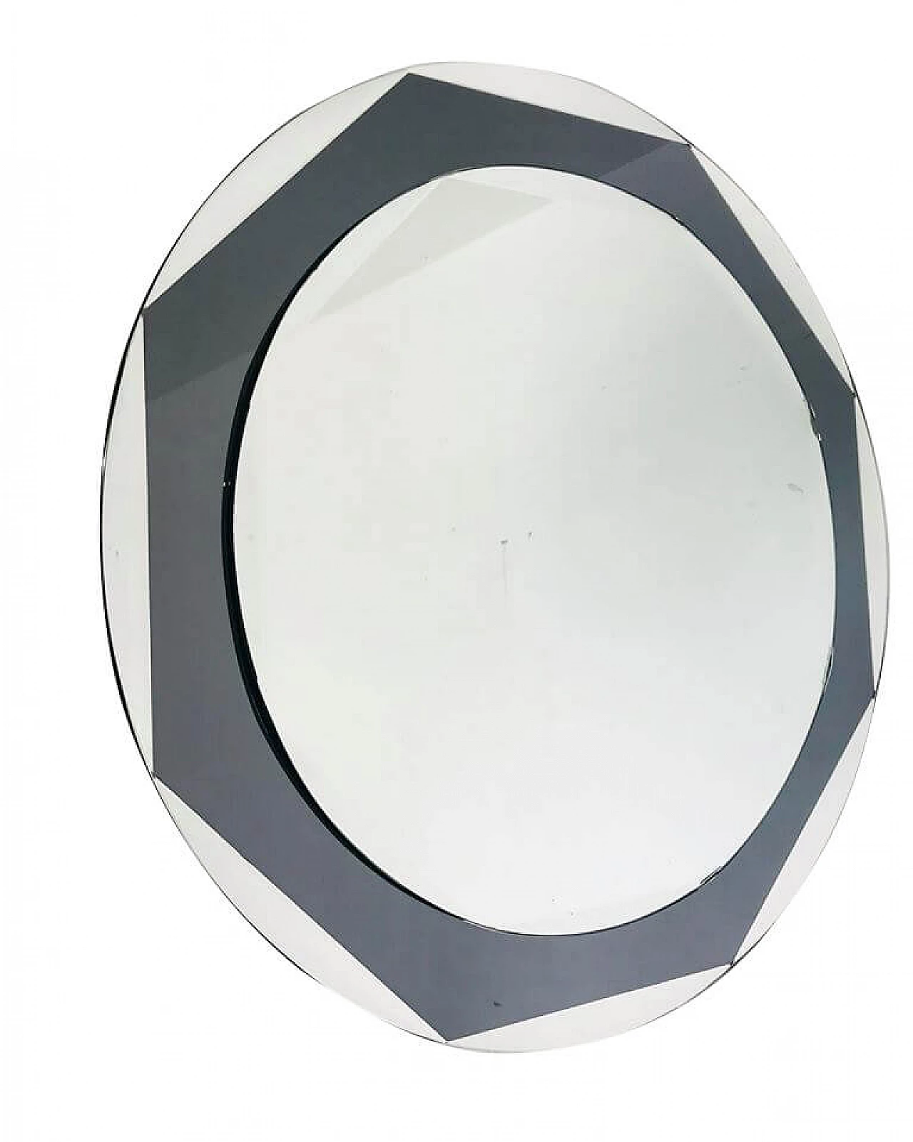 Specchio da parete ottogonale con vetro fumè, anni '70 1114448