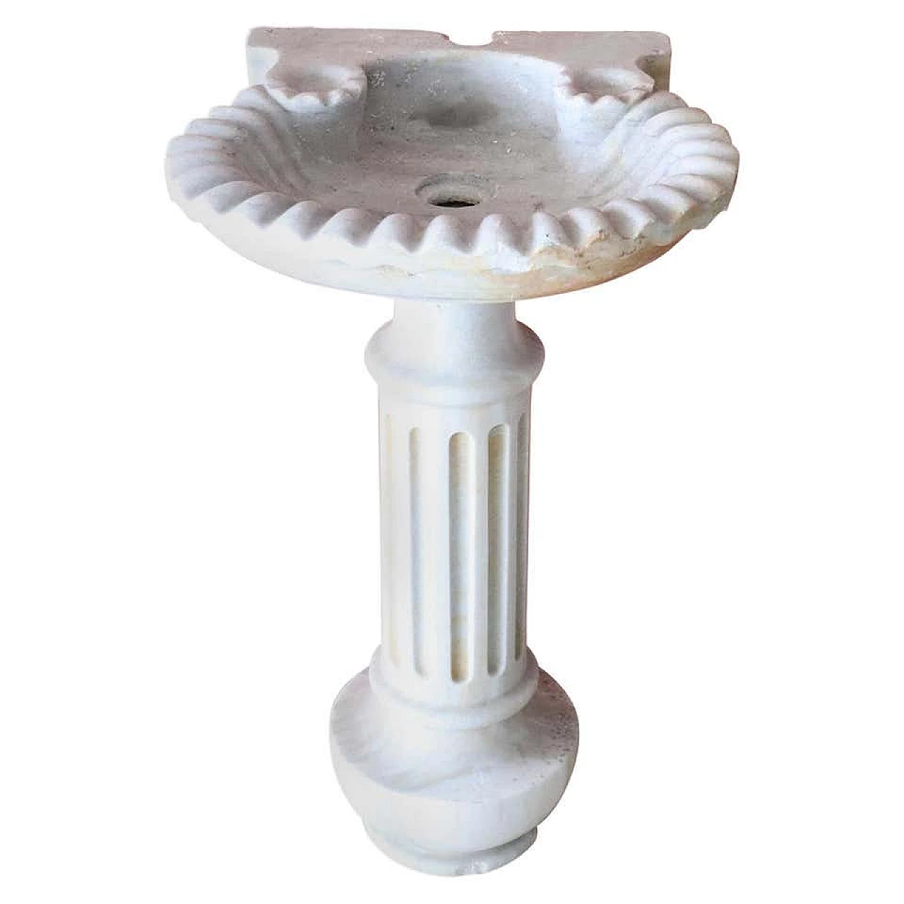 Italian marble sink shell with column, early '900 1114624
