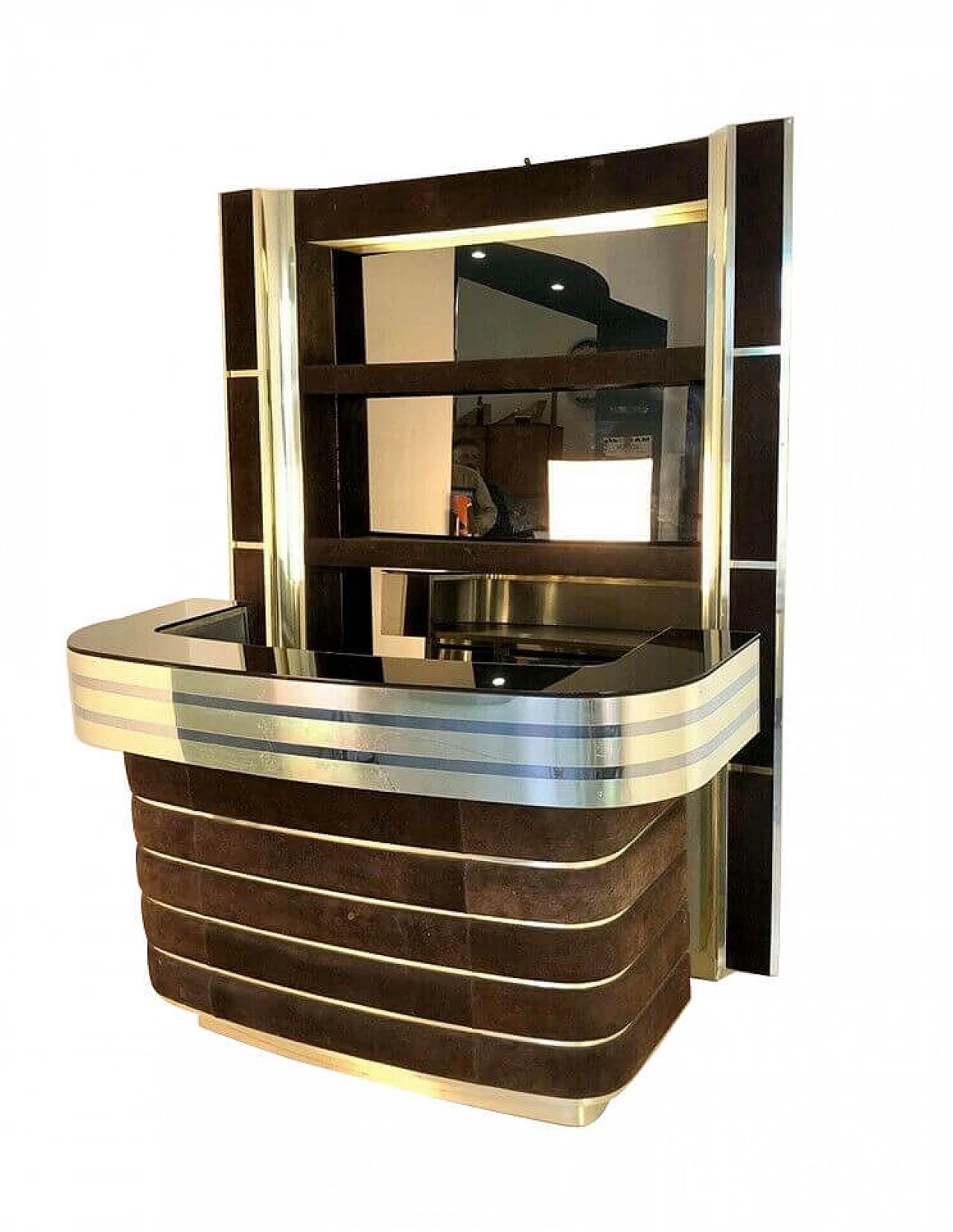 Brass and velvet bar cabinet by Willy Rizzo, 1960s 1114655