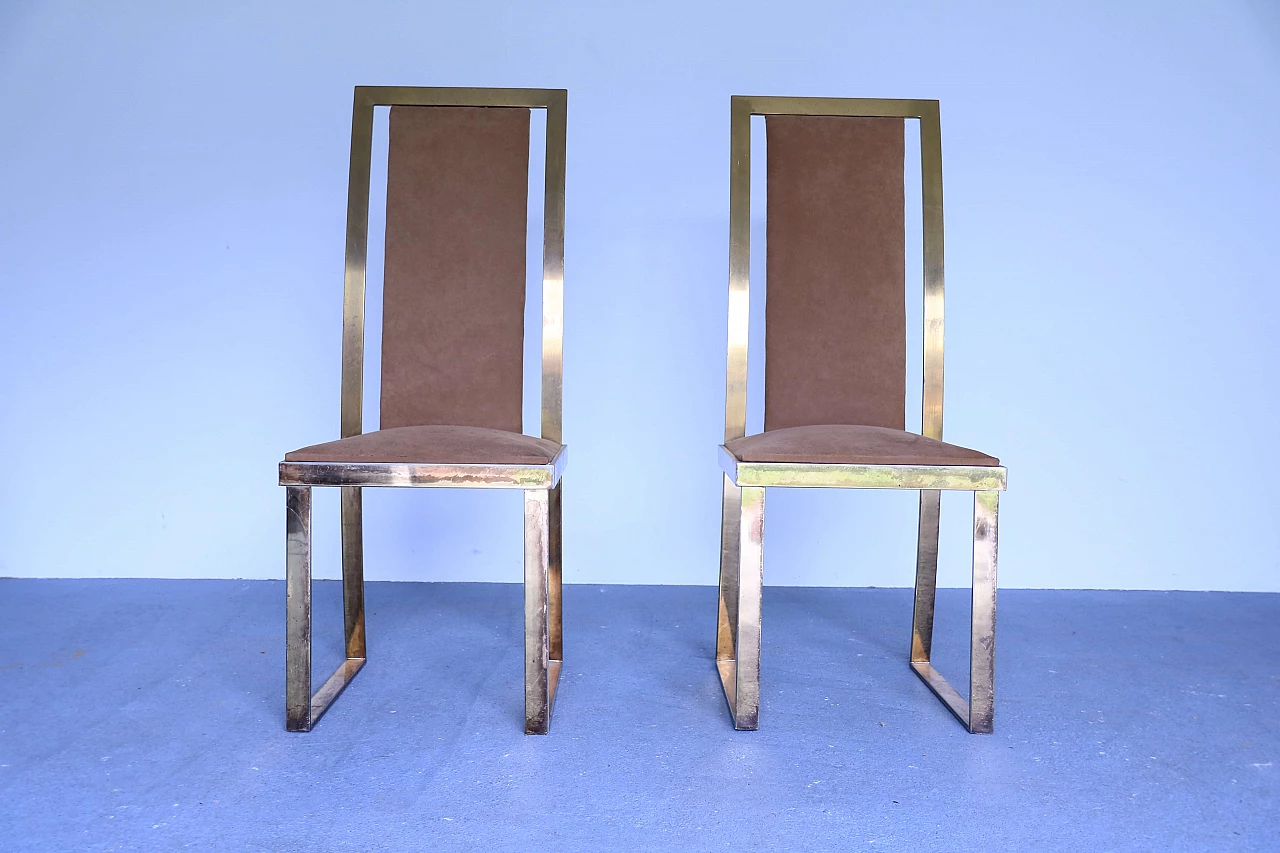 Pair of chairs in brass and anodized aluminium 1115109