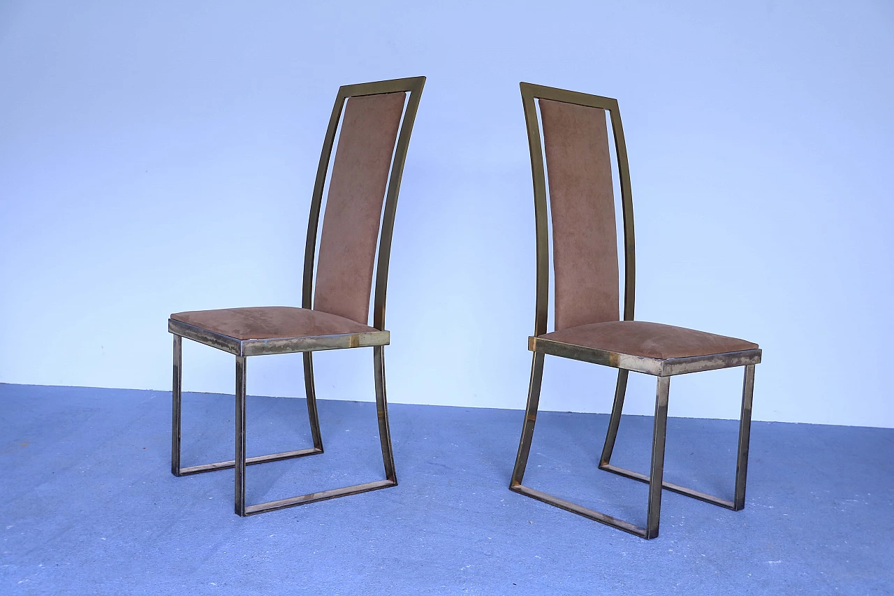 Pair of chairs in brass and anodized aluminium 1115110