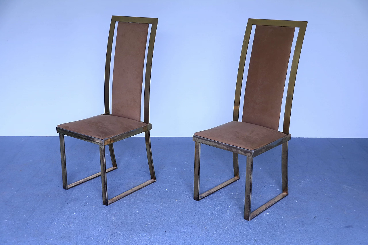 Pair of chairs in brass and anodized aluminium 1115111