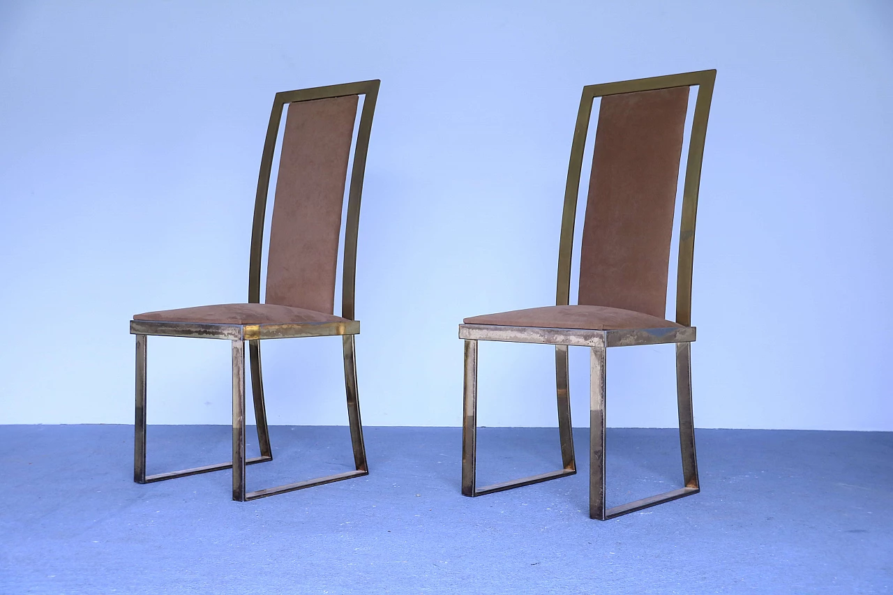 Pair of chairs in brass and anodized aluminium 1115112