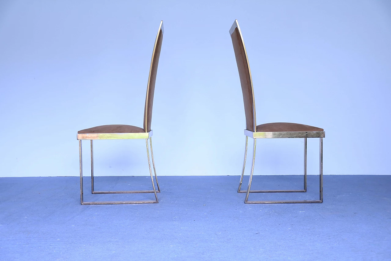 Pair of chairs in brass and anodized aluminium 1115113