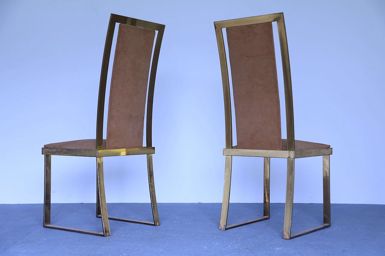 Pair of chairs in brass and anodized aluminium 1115114