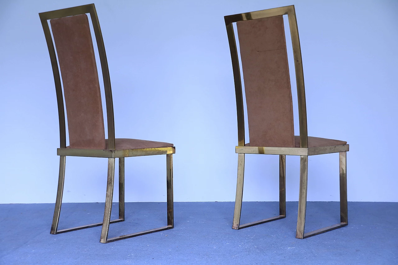 Pair of chairs in brass and anodized aluminium 1115115