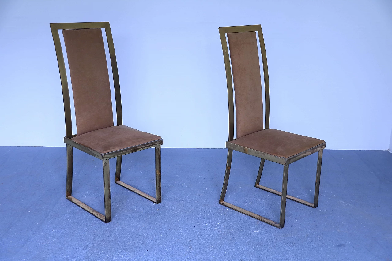 Pair of chairs in brass and anodized aluminium 1115116