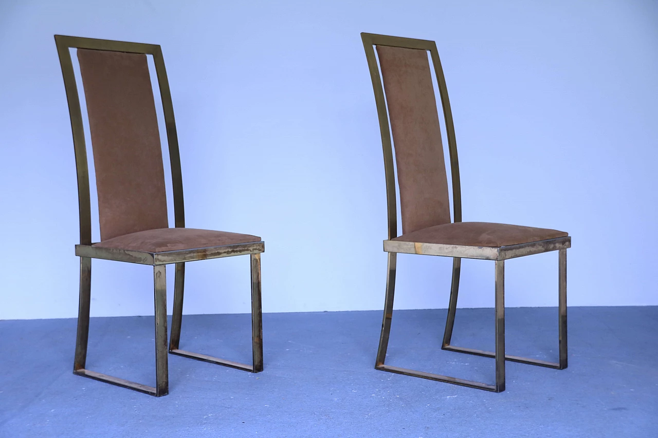 Pair of chairs in brass and anodized aluminium 1115117