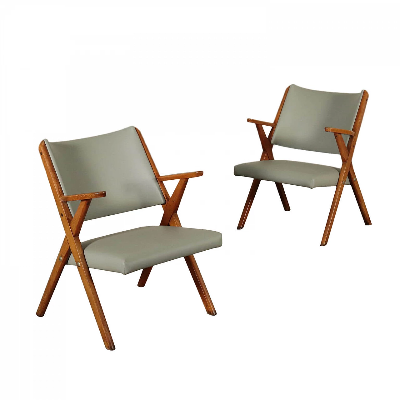 Pair of beechwood armchairs, 1950s 1115434