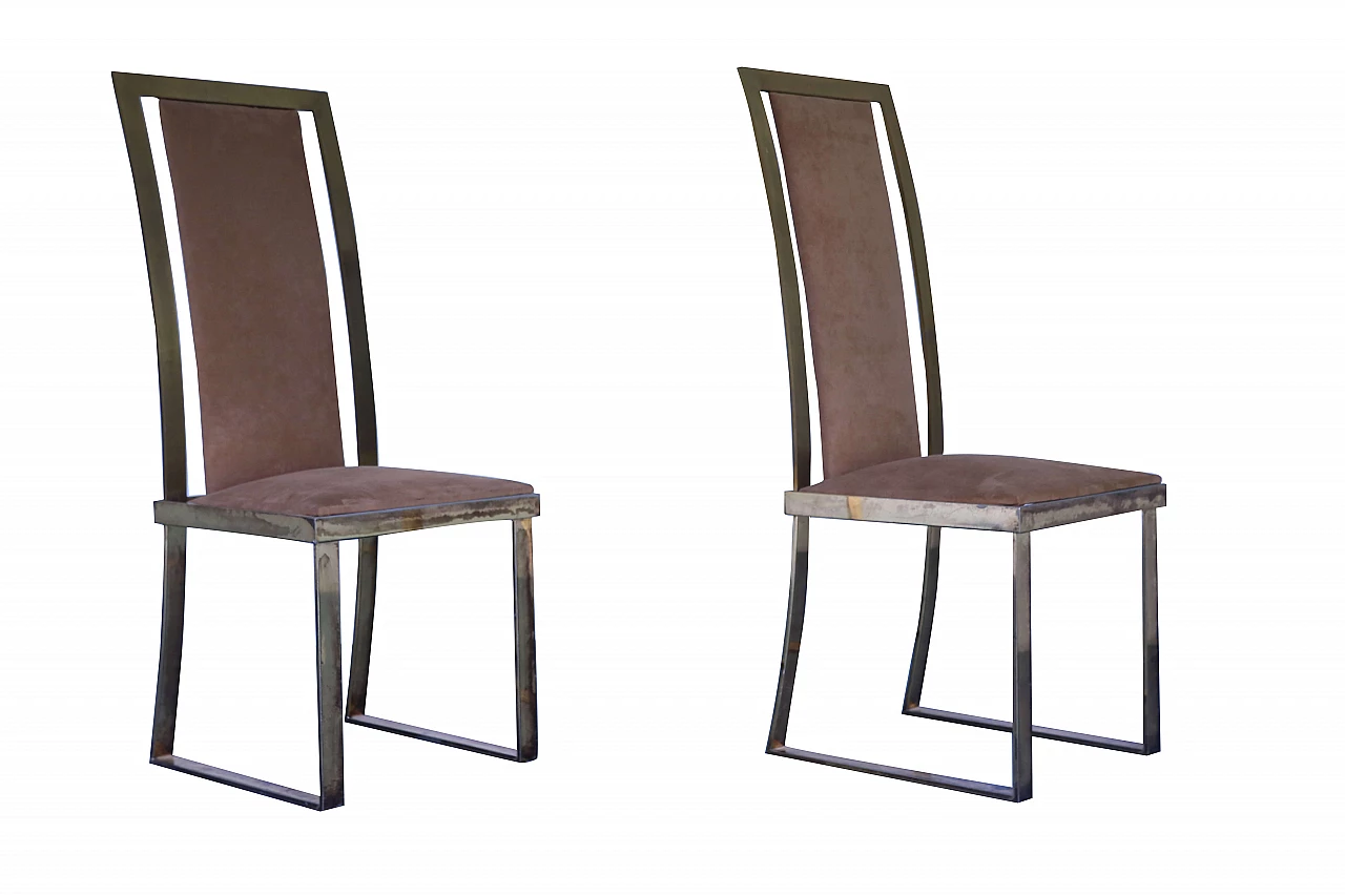 Pair of chairs in brass and anodized aluminium 1115915