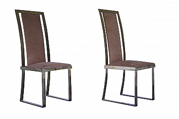 Pair of chairs in brass and anodized aluminium