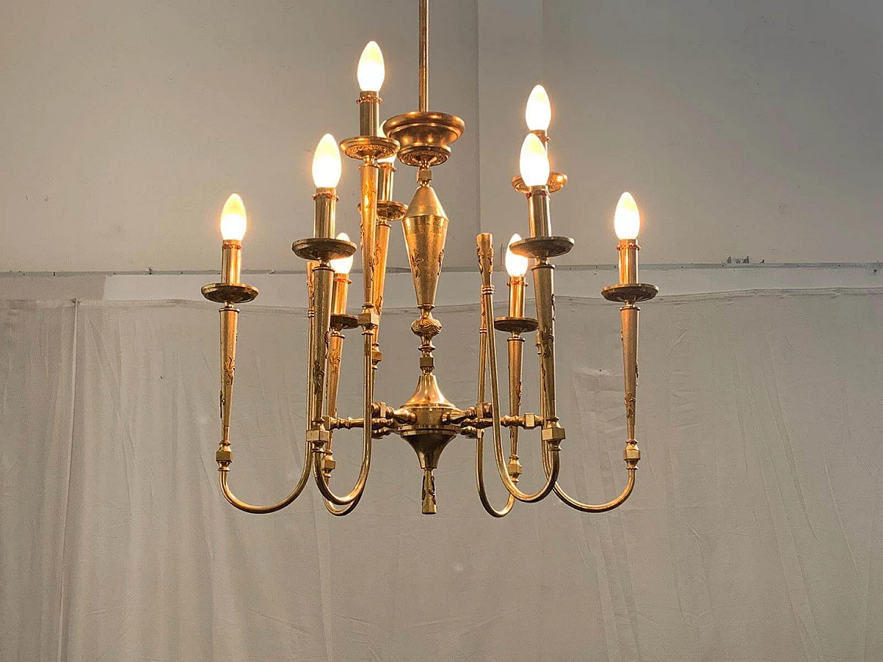 Golden brass ceiling lamp, 1950s 1116175