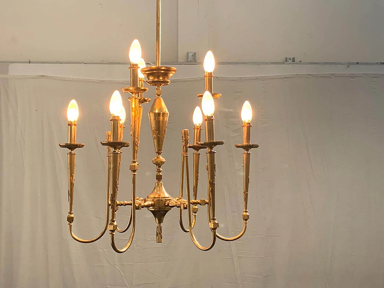 Golden brass ceiling lamp, 1950s 1116176