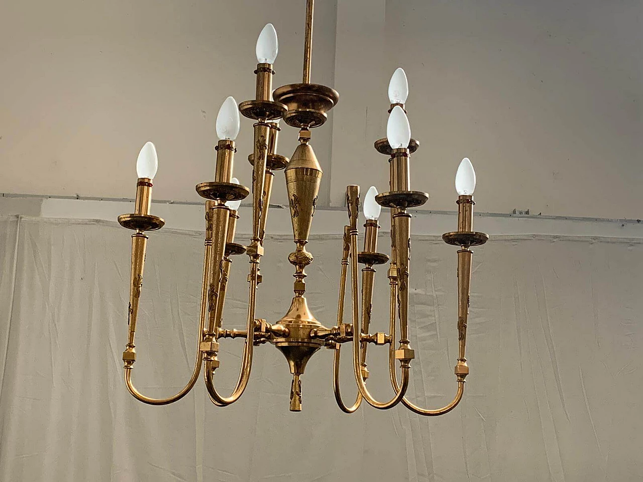 Golden brass ceiling lamp, 1950s 1116177