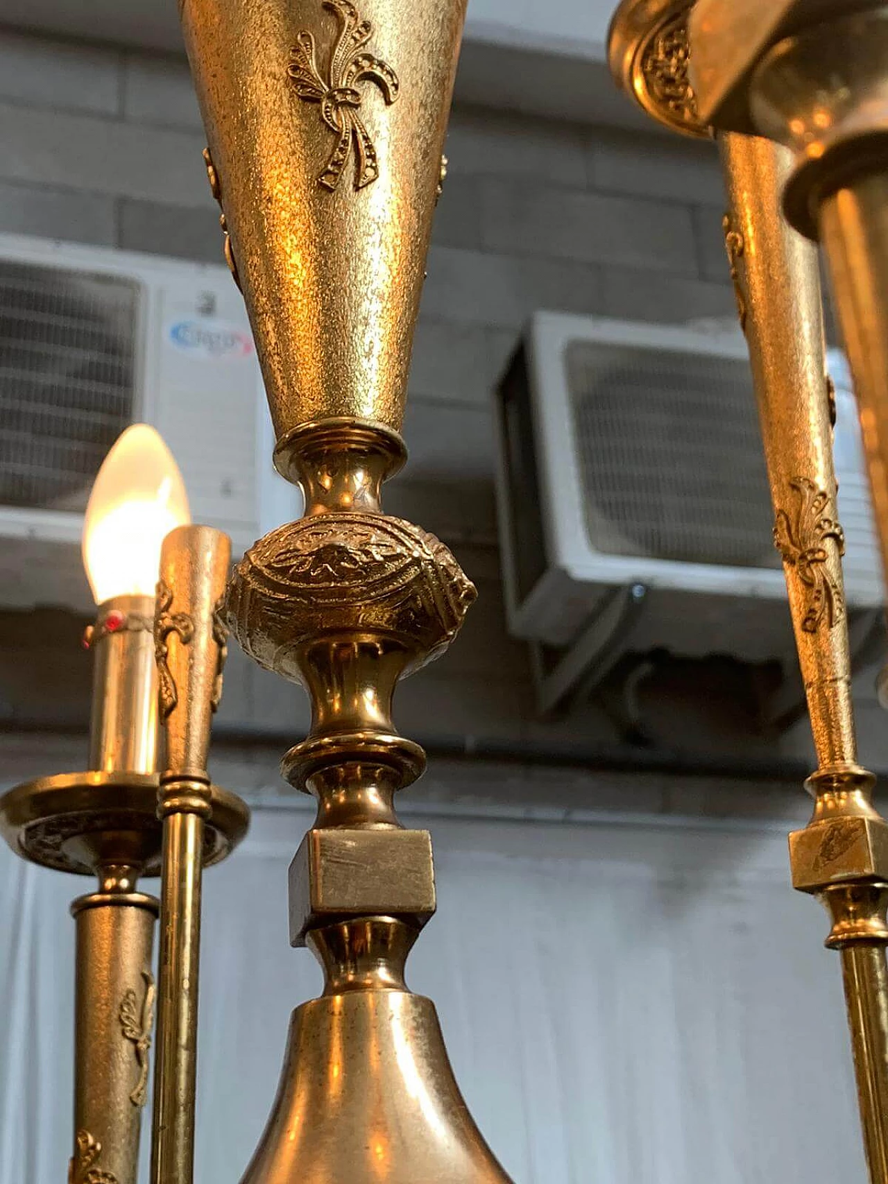 Golden brass ceiling lamp, 1950s 1116180