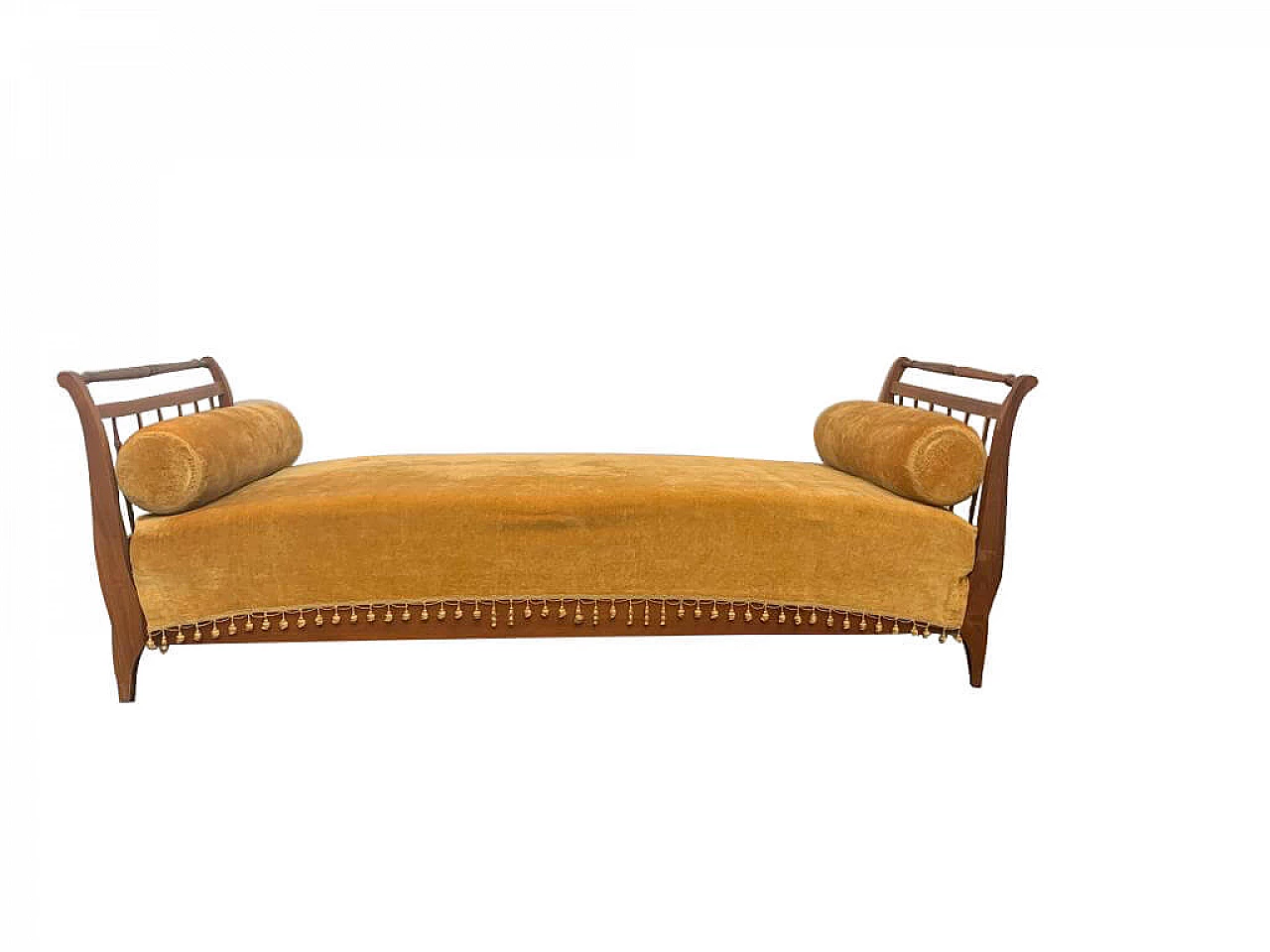 Cherry daybed wood sofa with yellow cover, early 20th century 1116369