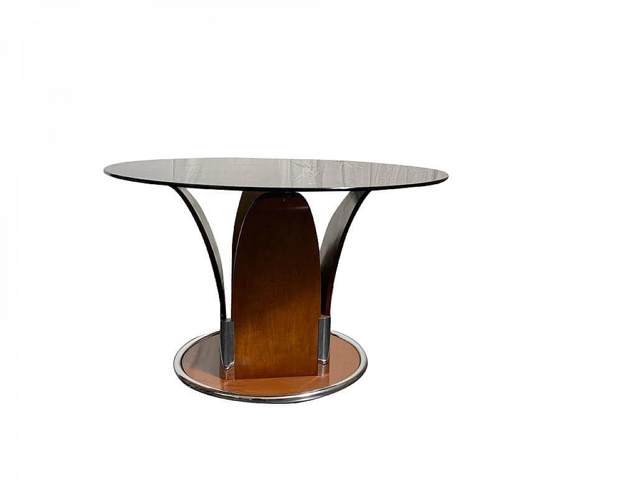 Dining table in steel and Italian cherry wood, 1960s 1116390