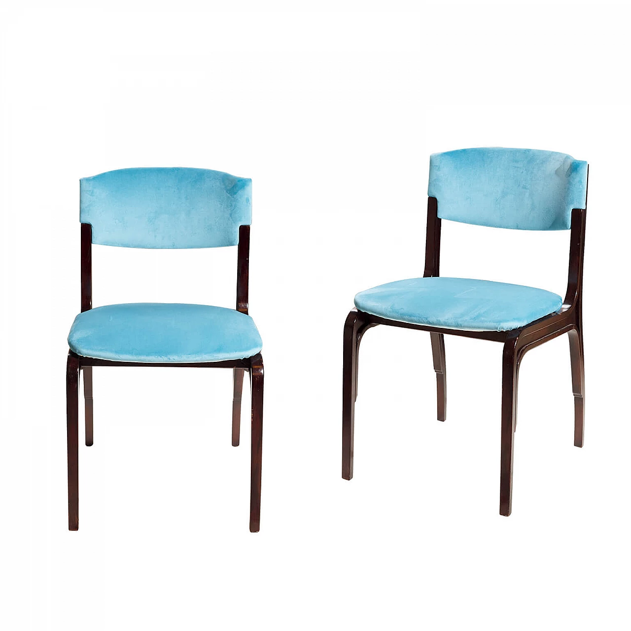 5 Blue velvet chairs by Gianfranco Frattini for Cantieri Carugati, 1960s 1116523