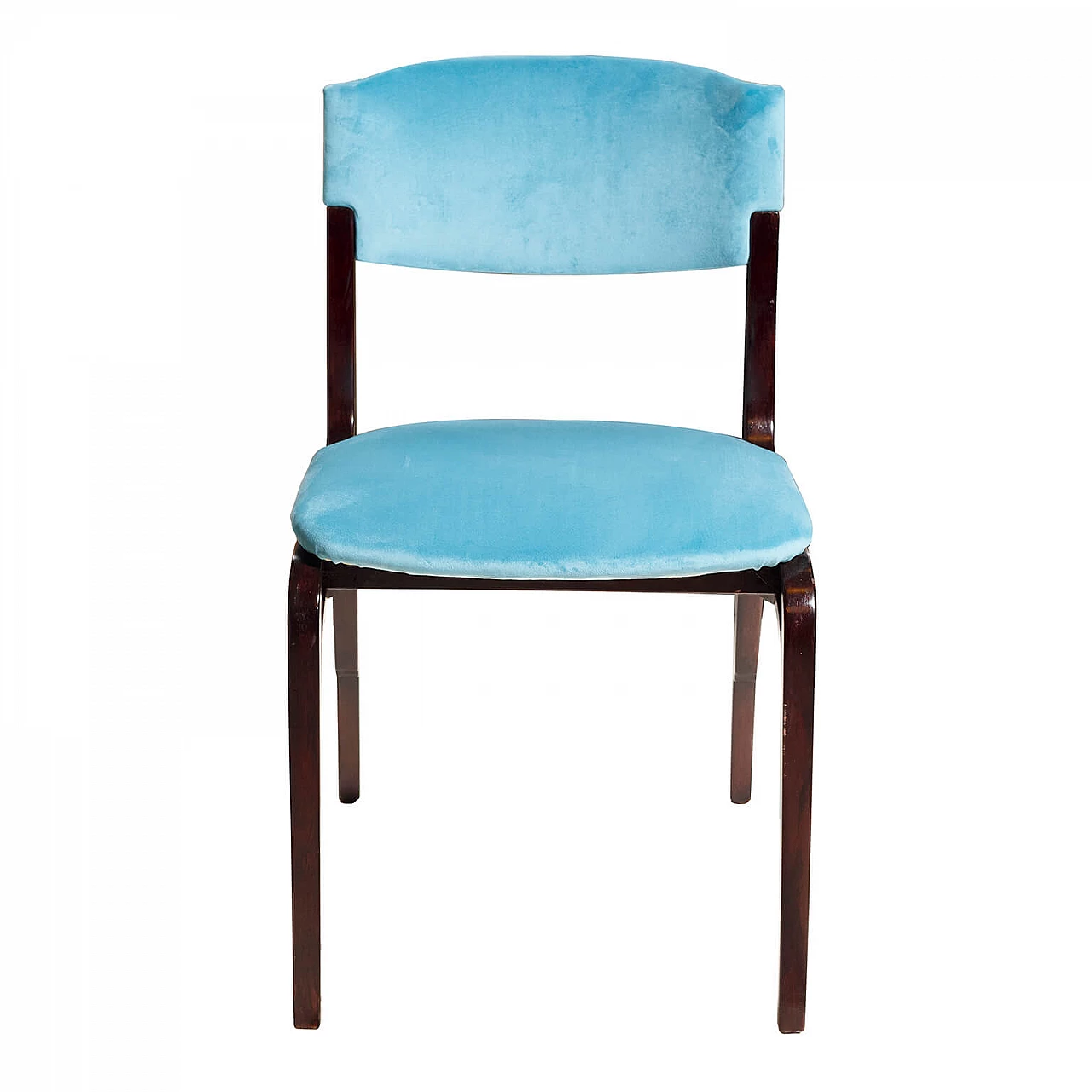 5 Sedie in velluto blu di Gianfranco Frattini per Cantieri Carugati, anni '60 1116524