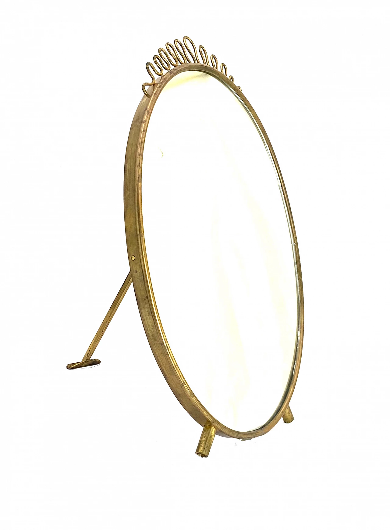 Specchio da tavolo in ottone stile Gio Ponti, anni '50 1116608