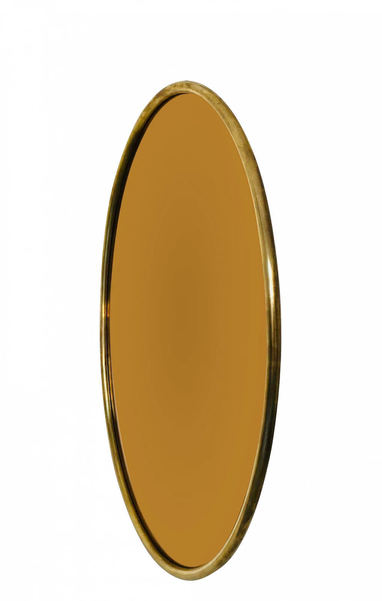 Specchio ovale in ottone, anni '60 1116638