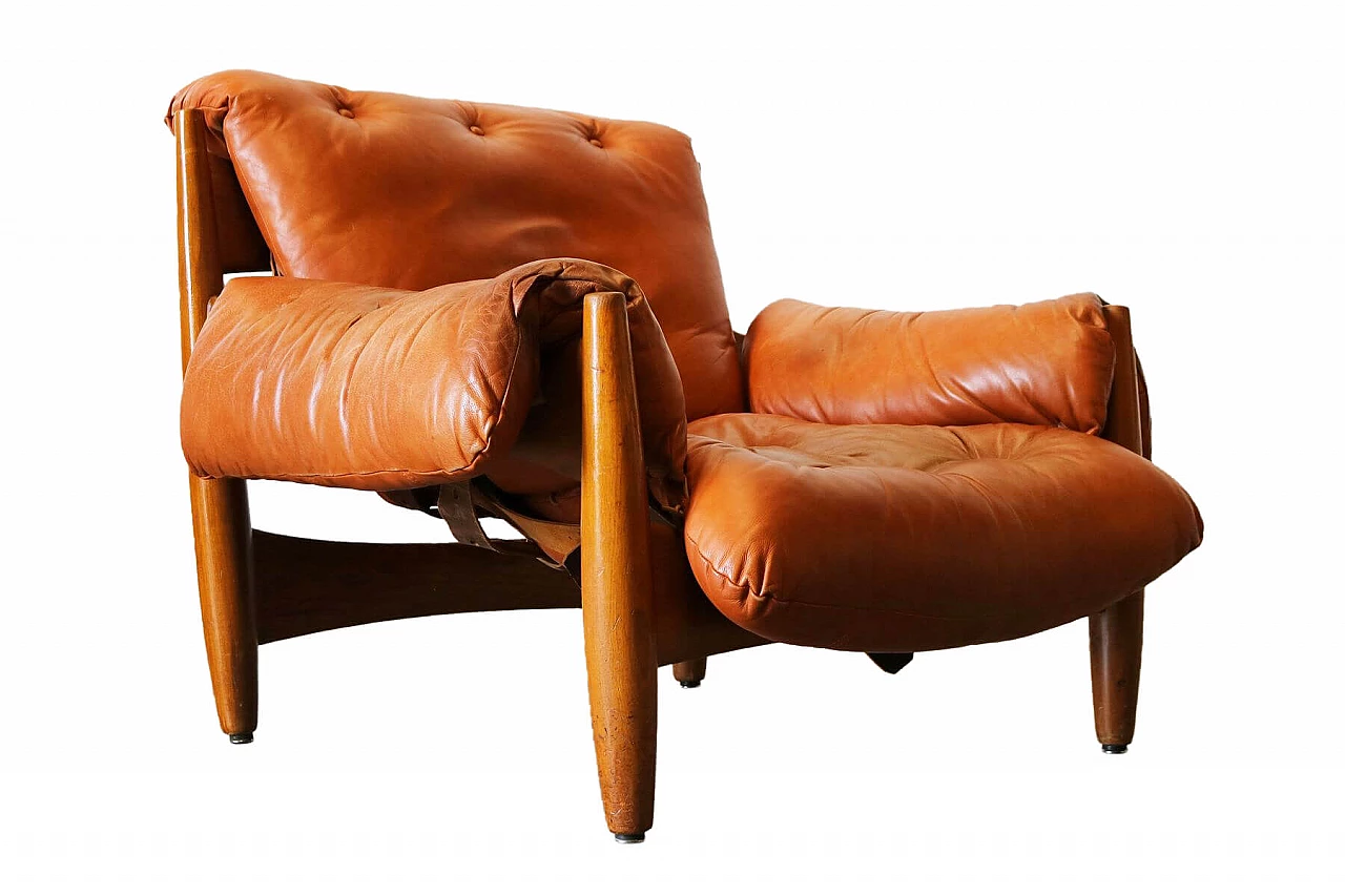 Poltrona in pelle Sheriff di Sergio Rodriguez per ISA Bergamo, anni '50 1116695