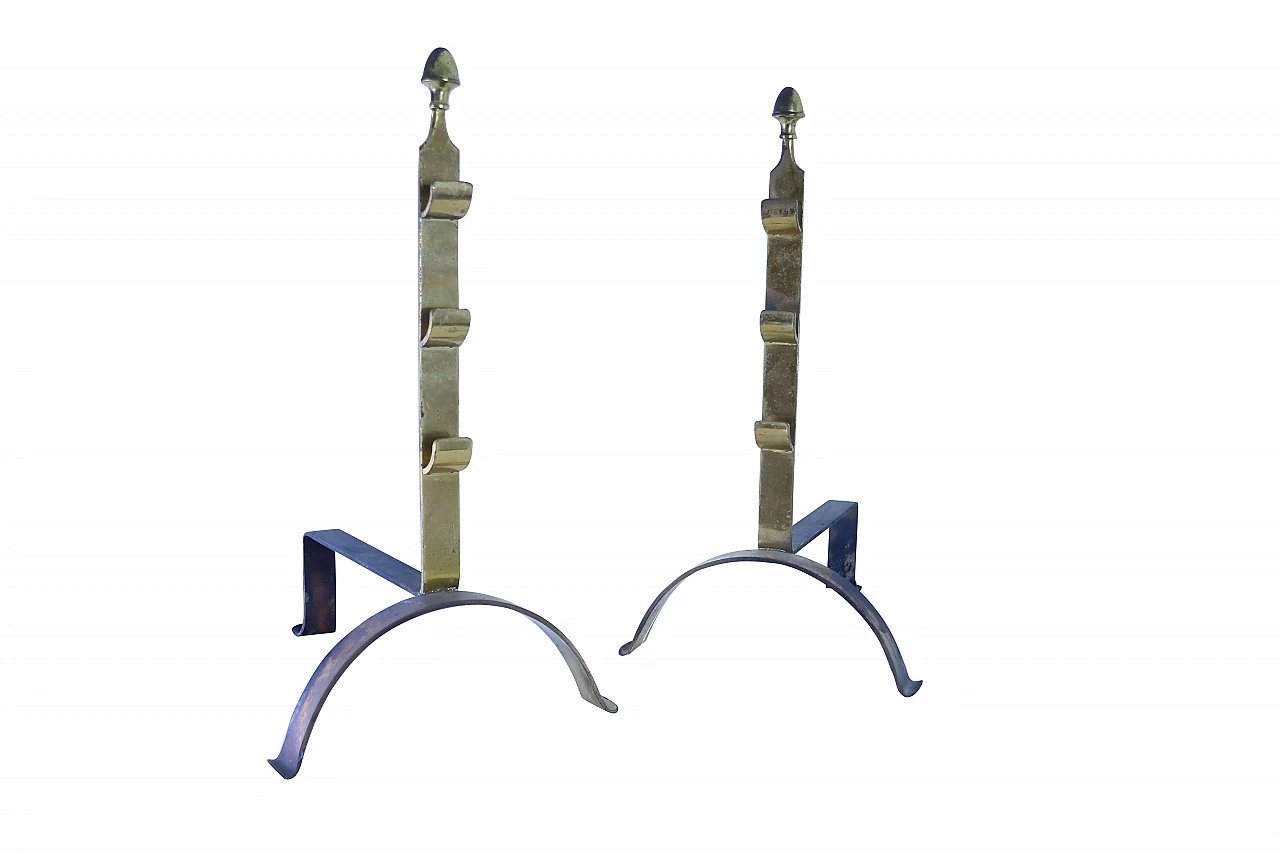 Coppia di alari in ottone, anni '50 1116751