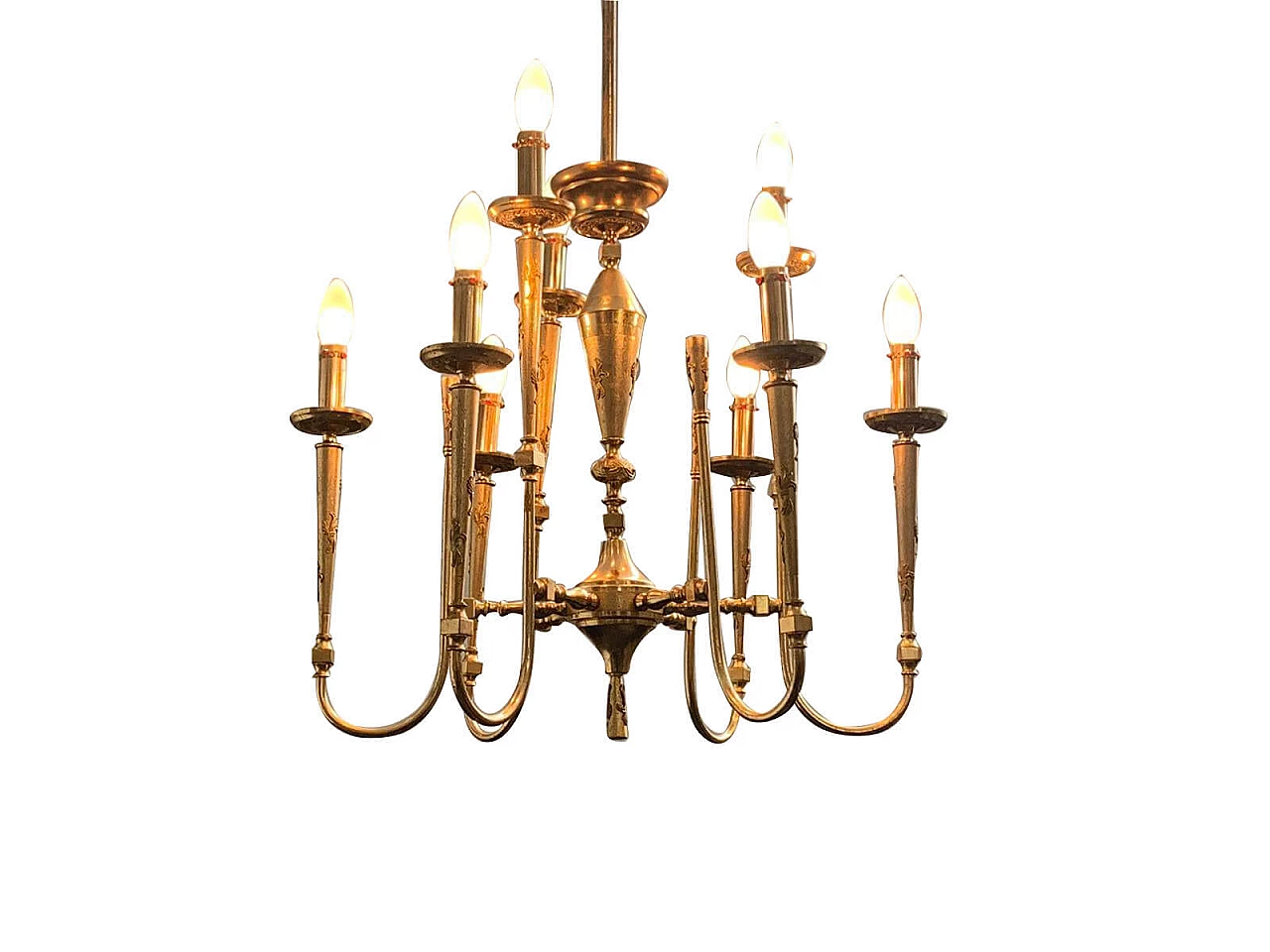Golden brass ceiling lamp, 1950s 1116769