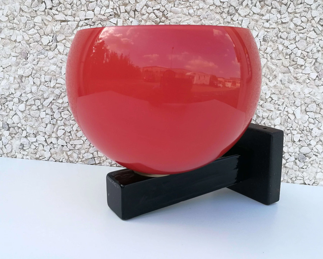 Red and black glass wall lamp by Venini, 1981 1117084