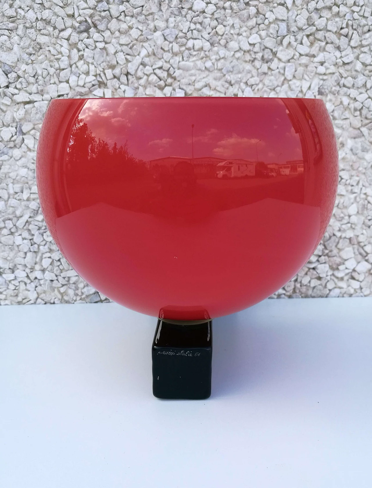 Red and black glass wall lamp by Venini, 1981 1117085