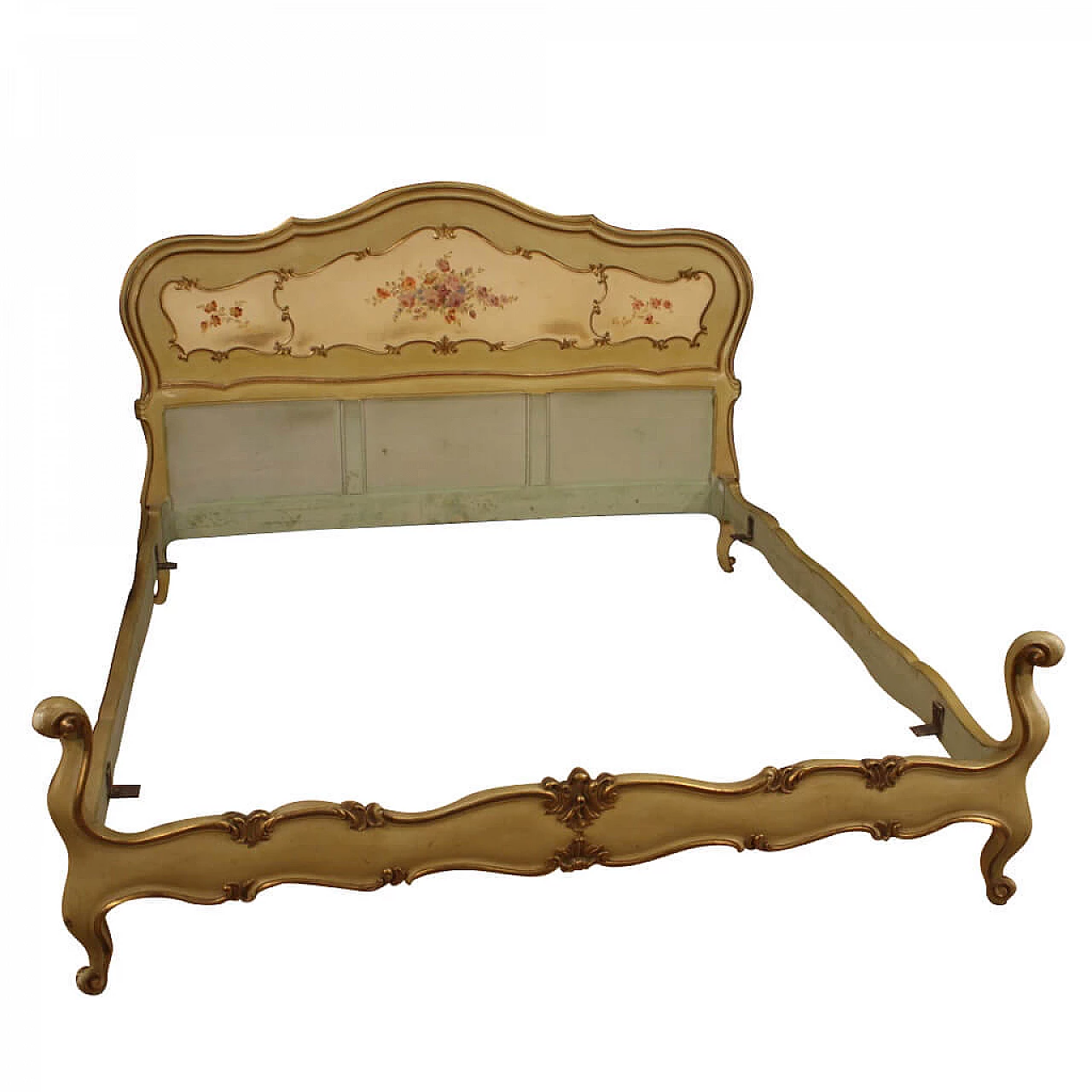 Letto matrimoniale veneziano laccato, dorato e dipinto 1117195