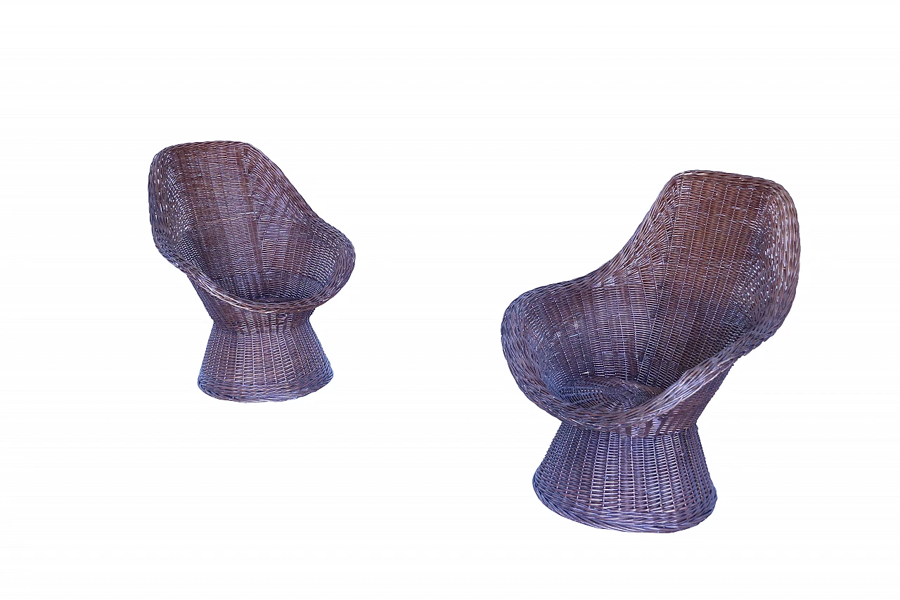 Pair of rattan armchairs, '80s 1117223
