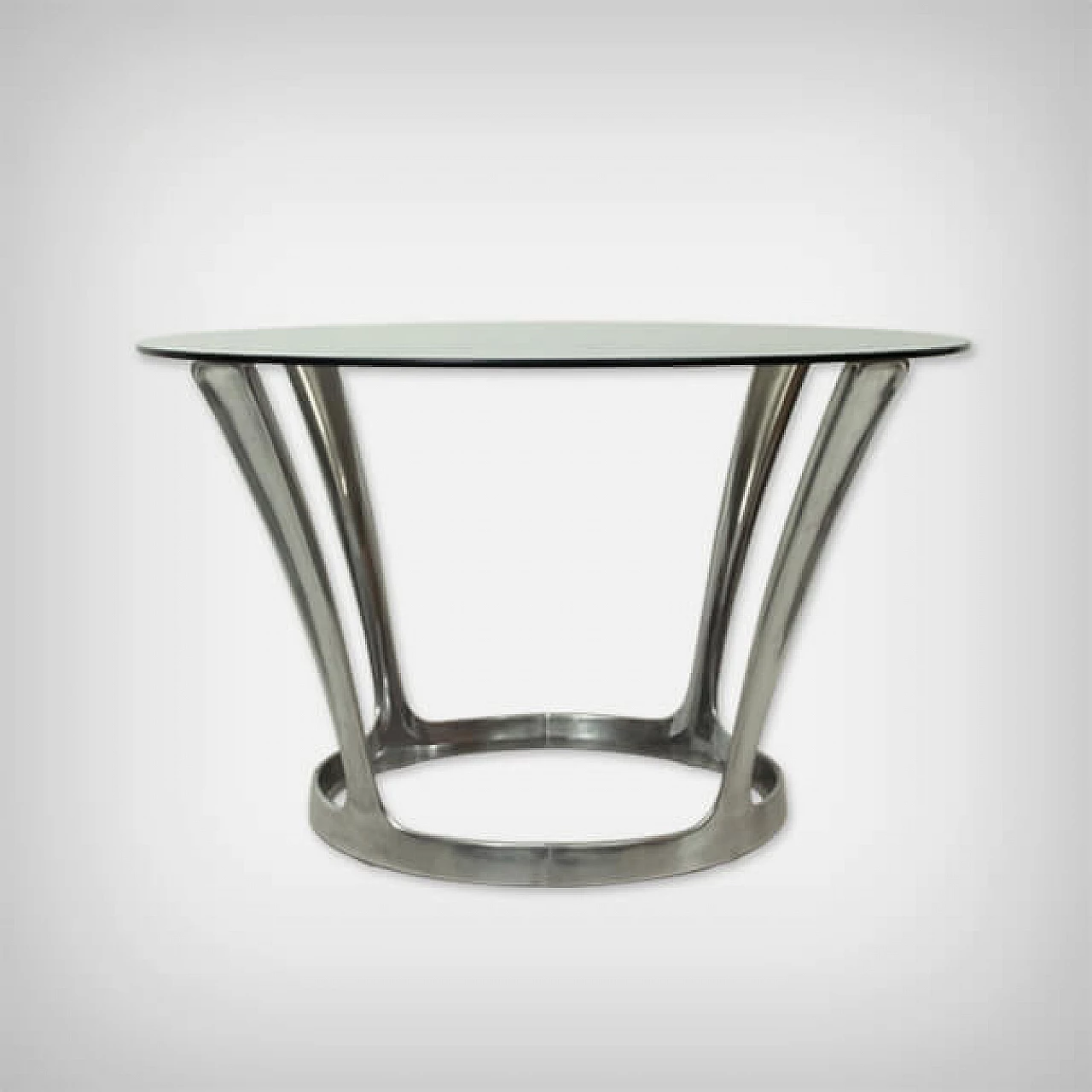 Aluminum & smoked glass dining table by Boris Tobacoff, 1960s 1118188
