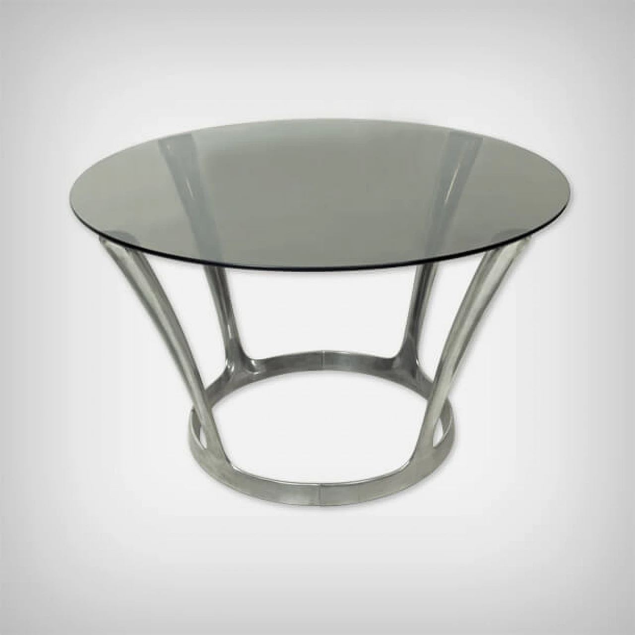 Aluminum & smoked glass dining table by Boris Tobacoff, 1960s 1118192