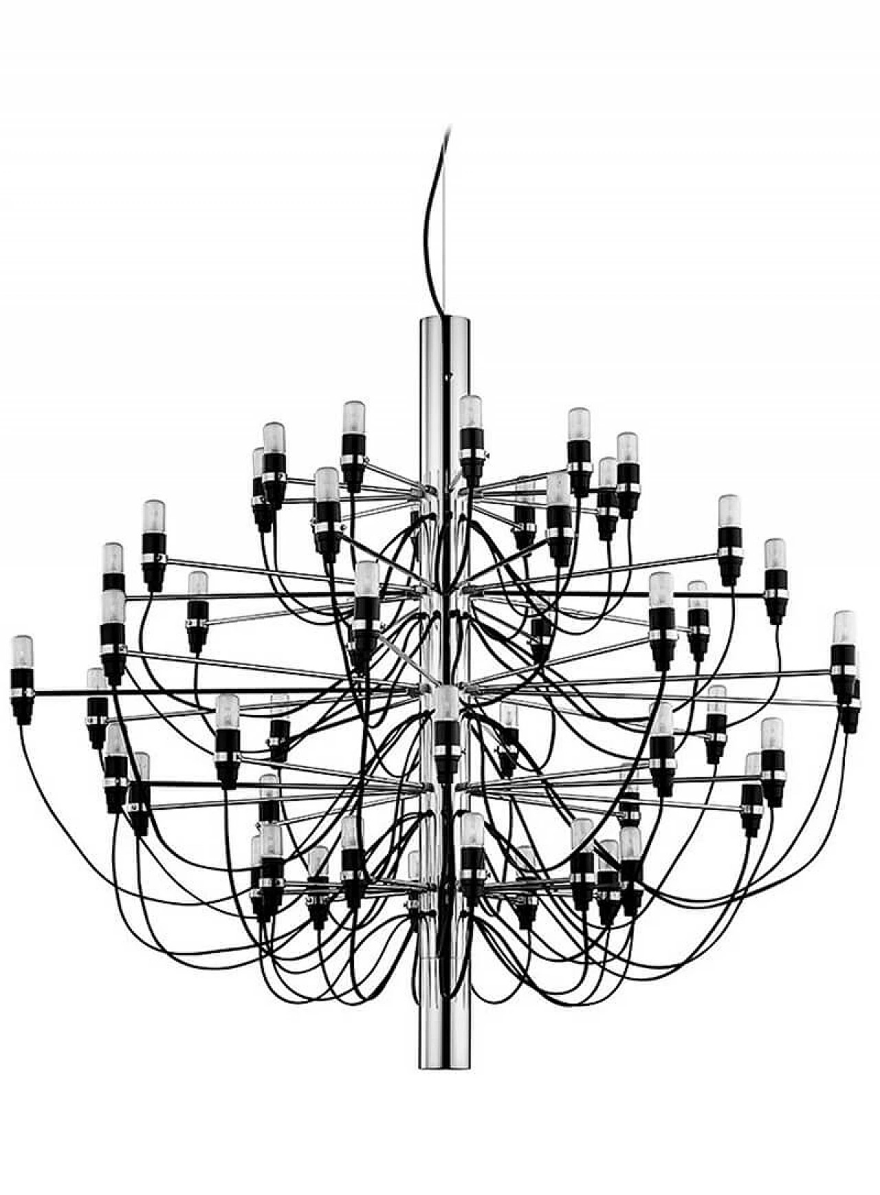 Grande lampadario cromo Gino Sarfatti 2097/50 di Flos 1118198