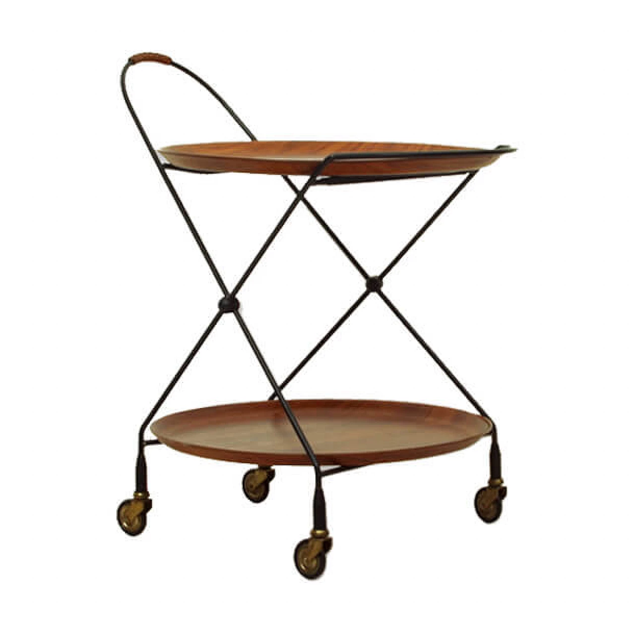Foldable metal & teak serving trolley by Paul Nagel for Jie Gantofta, 60s 1118286