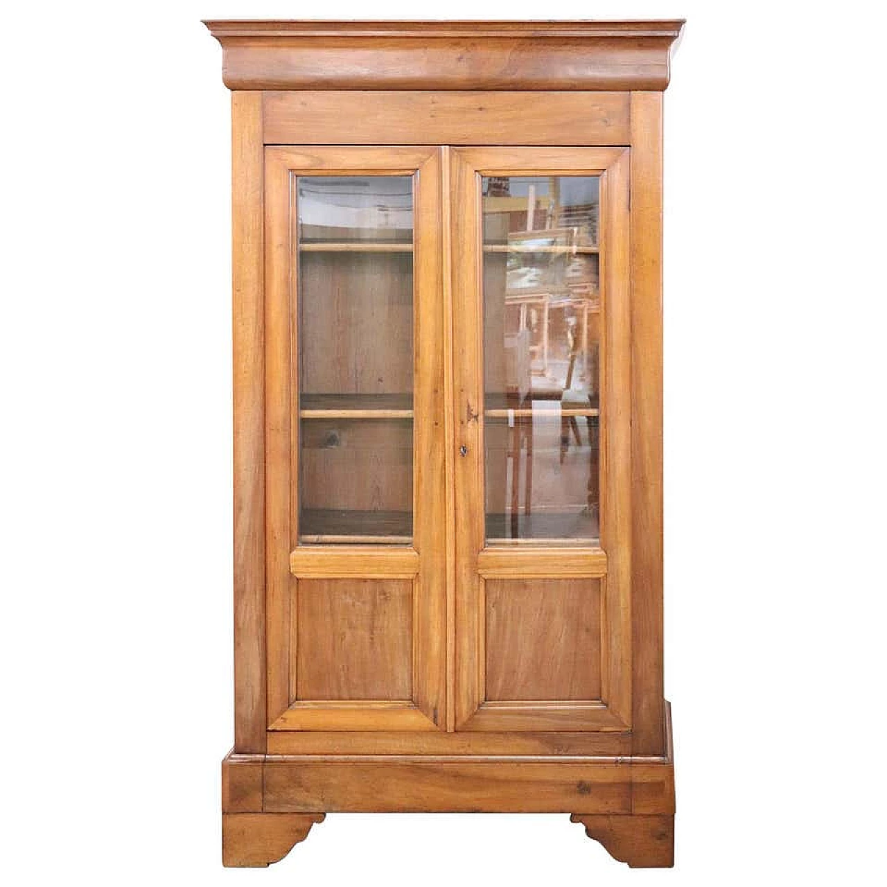 Libreria antica in noce massello con ante in vetro, metà sec XIX 1118453
