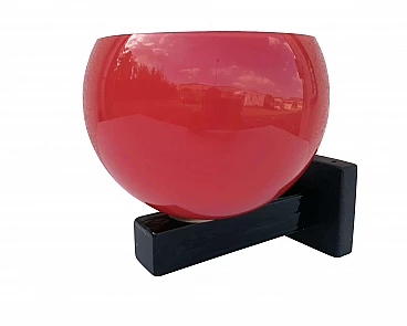 Red and black glass wall lamp by Venini, 1981