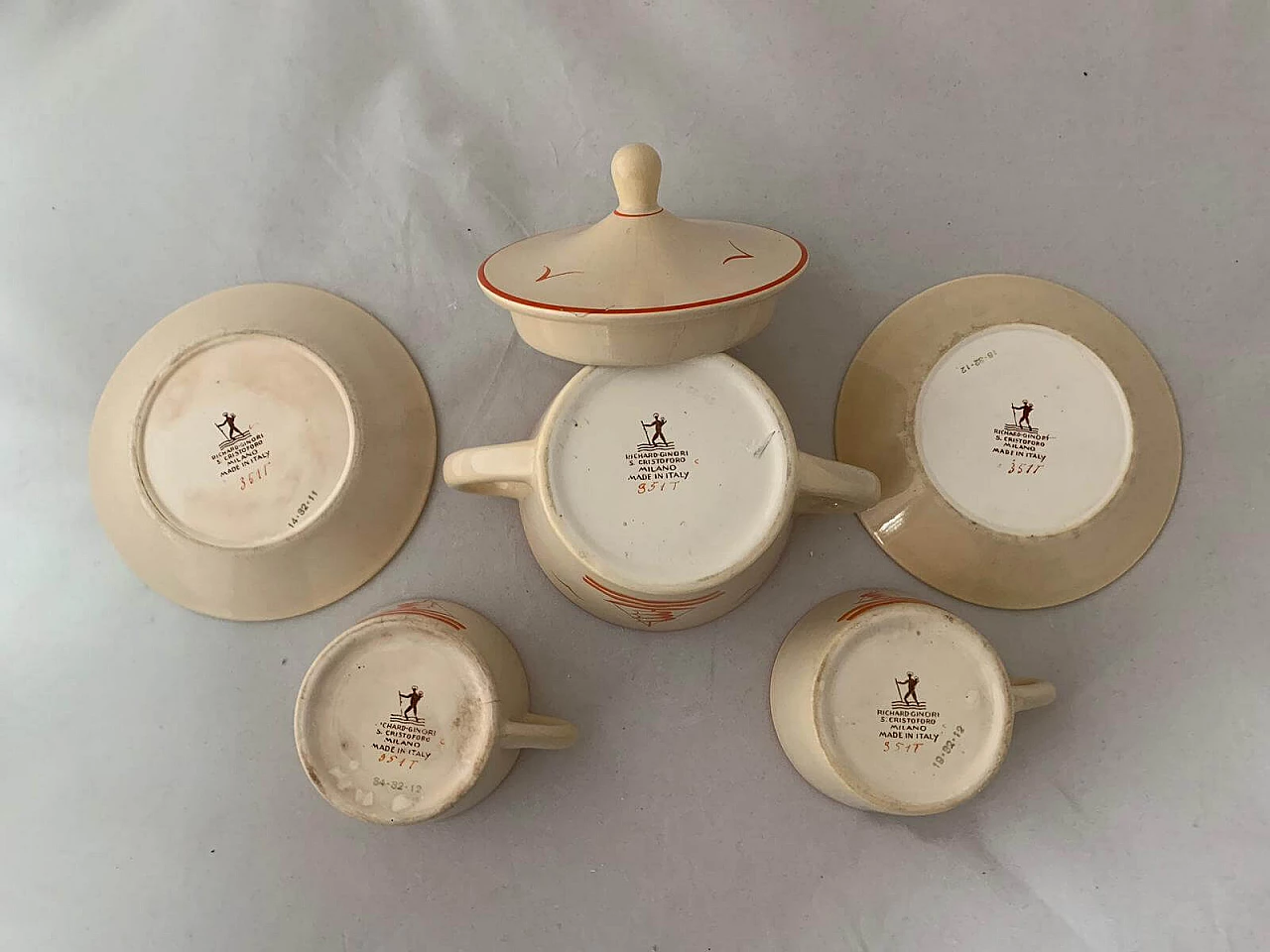 Servizio da tè in ceramica di Gio Ponti per Richard Ginori, anni '30 1118819