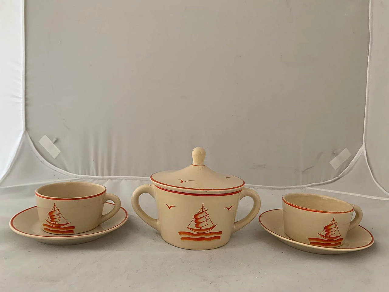 Servizio da tè in ceramica di Gio Ponti per Richard Ginori, anni '30 1118821