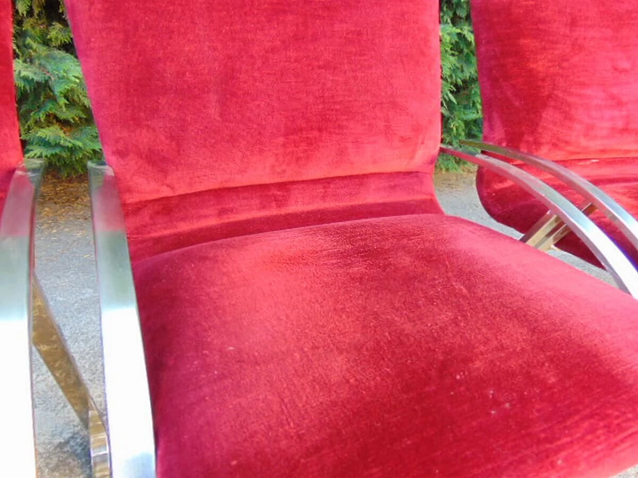 6 Red velvet chairs by Renato Zevi, 1970s 1119656