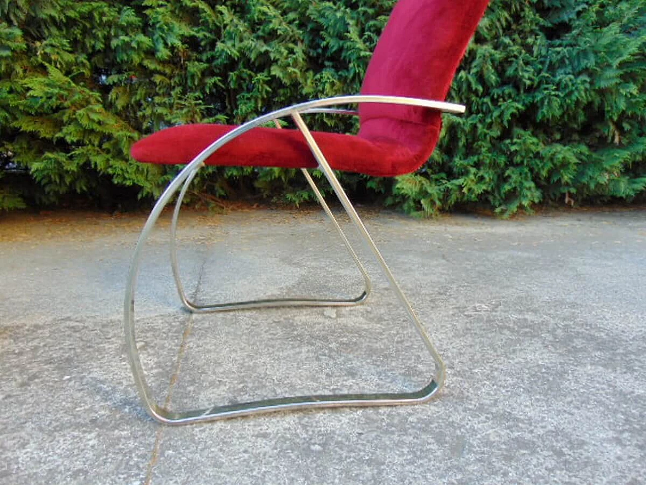 6 Red velvet chairs by Renato Zevi, 1970s 1119657