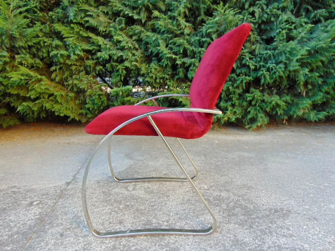 6 Red velvet chairs by Renato Zevi, 1970s 1119659